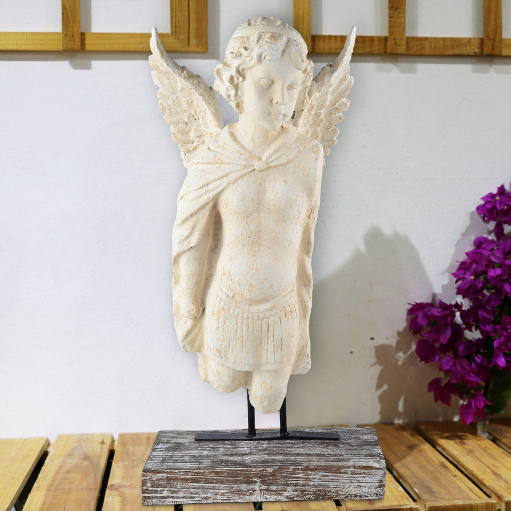 BM177155 Magnesia and Metal Garden Angel Bust , Beige