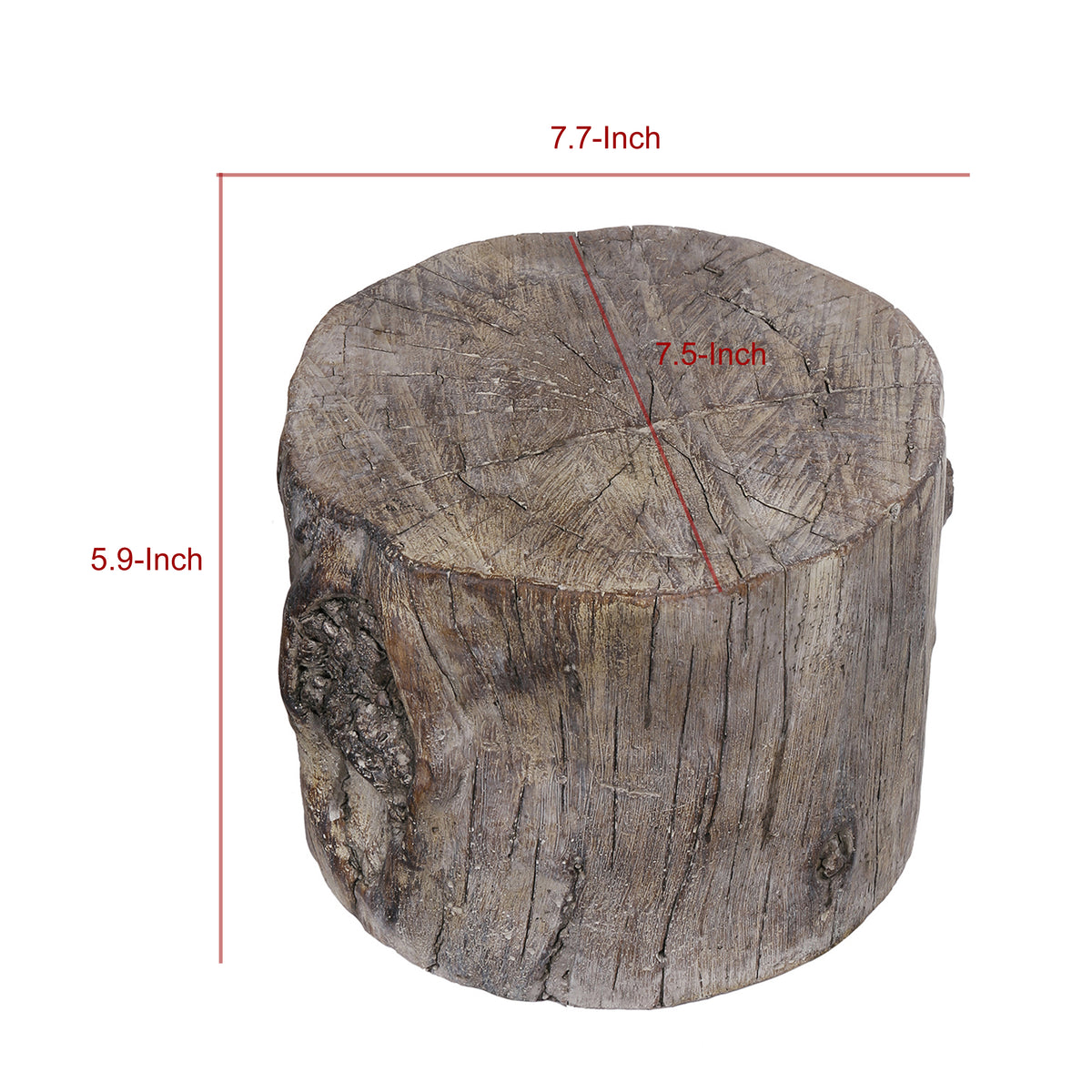 Cement Tree Stump Stool in Round Shape, Small, Brown - BM177185