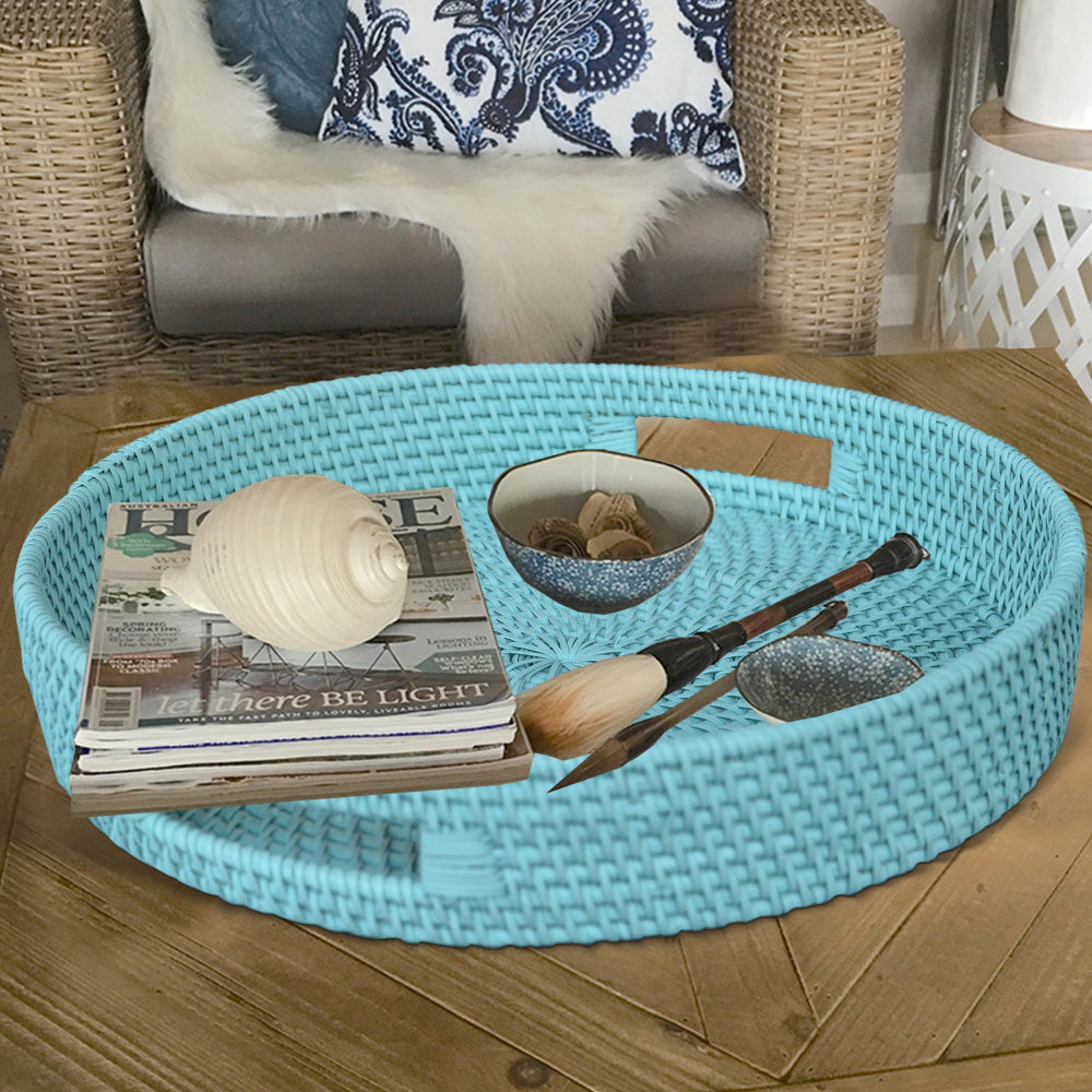 BM177190 Handcrafted Rattan Lombok Coast Tray , Blue