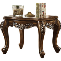 Wooden End Table With Fine Scrolled Work, Antique Oak Brown - AMF-82117