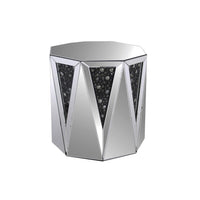 End Table With Octagonal Mirrored Top, Clear And Black - AMF-82777
