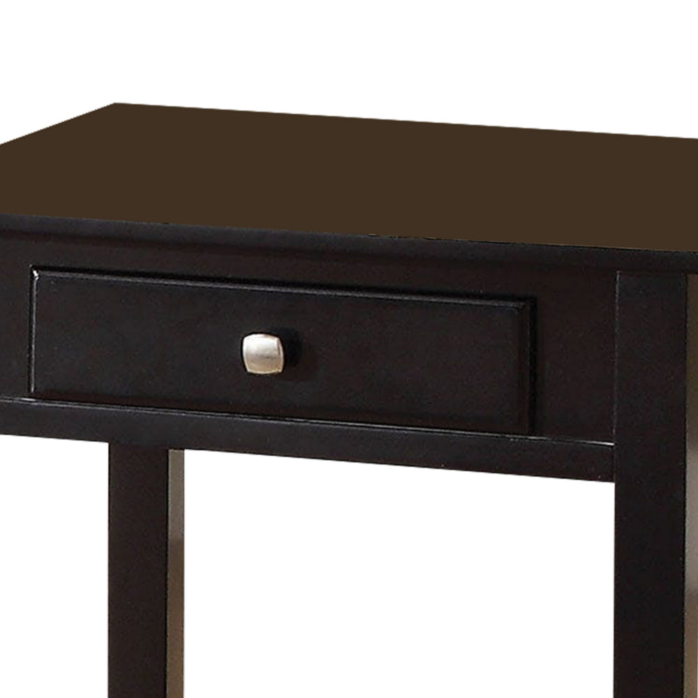 Wooden End Table with One Drawer and One Shelf, Black  - BM177674