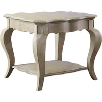 Wooden End Table with Lower Shelf in Antique Taupe Silver Finish - BM177695