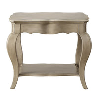 Wooden End Table with Lower Shelf in Antique Taupe Silver Finish - BM177695