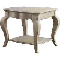 Wooden End Table with Lower Shelf in Antique Taupe Silver Finish - BM177695