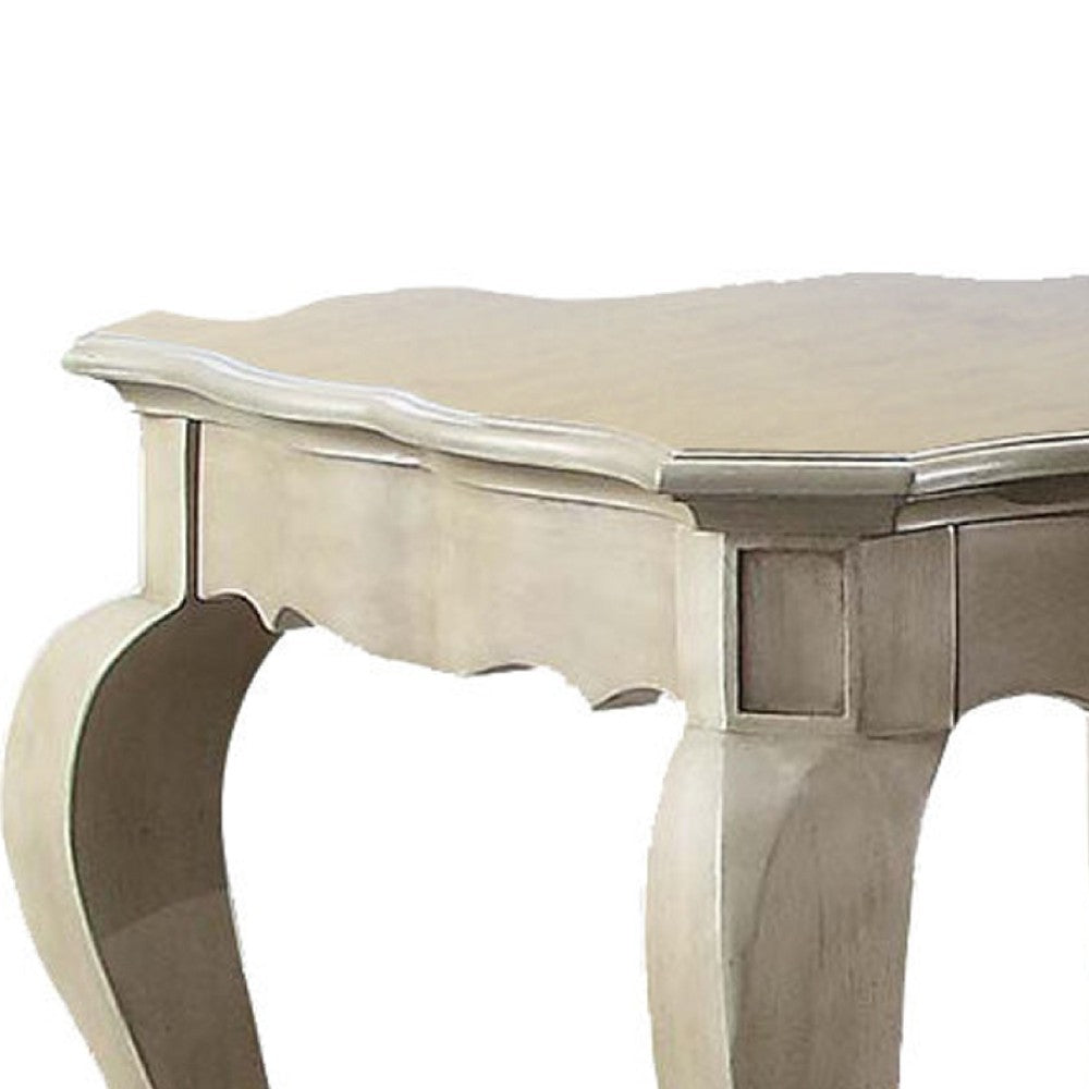 Wooden End Table with Lower Shelf in Antique Taupe Silver Finish - BM177695