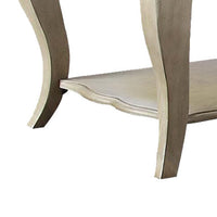 Wooden End Table with Lower Shelf in Antique Taupe Silver Finish - BM177695
