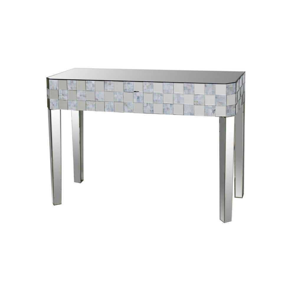 BM177702 - Frosted Chequered Pattern Console Table In Rectangular Shape, Clear