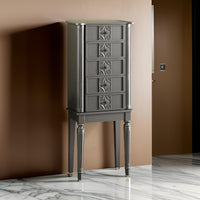 Wood Jewelry Armoire With 5 Drawers in Silver  - BM177733