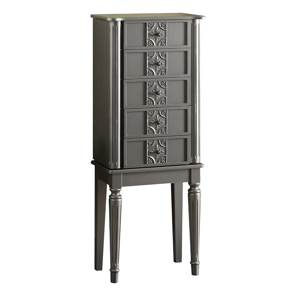 Wood Jewelry Armoire With 5 Drawers in Silver  - BM177733