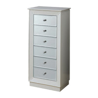 Wood Jewelry Armoire Having 6 Drawers with Mirror Front, White  - BM177736