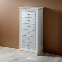 Wood Jewelry Armoire Having 6 Drawers with Mirror Front, White  - BM177736