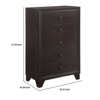 Wooden Chest with 5 Spacious Drawers  , Espresso Brown  - BM177804