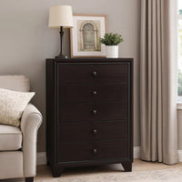 Wooden Chest with 5 Spacious Drawers  , Espresso Brown  - BM177804
