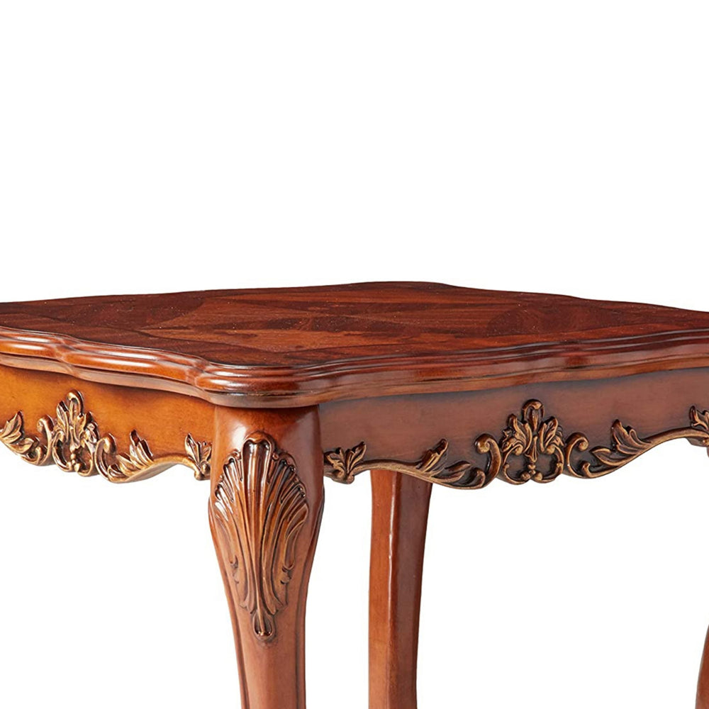 Wooden End Table In Traditional Style , Cherry Oak Brown  - BM177816