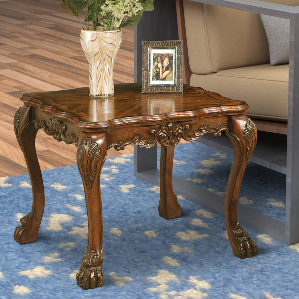 Wooden End Table In Traditional Style , Cherry Oak Brown  - BM177816