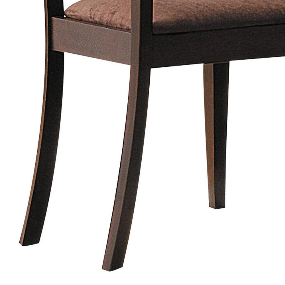 Wood & Fabric Side Chairs With Open Grid Pattern Back, Espresso Brown, Set Of 2  - BM177826