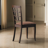 Wood & Fabric Side Chairs With Open Grid Pattern Back, Espresso Brown, Set Of 2  - BM177826