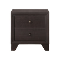 Wooden Night Stand with Two Drawer , Espresso Brown  - BM177842