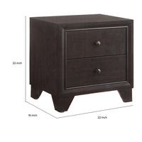 Wooden Night Stand with Two Drawer , Espresso Brown  - BM177842