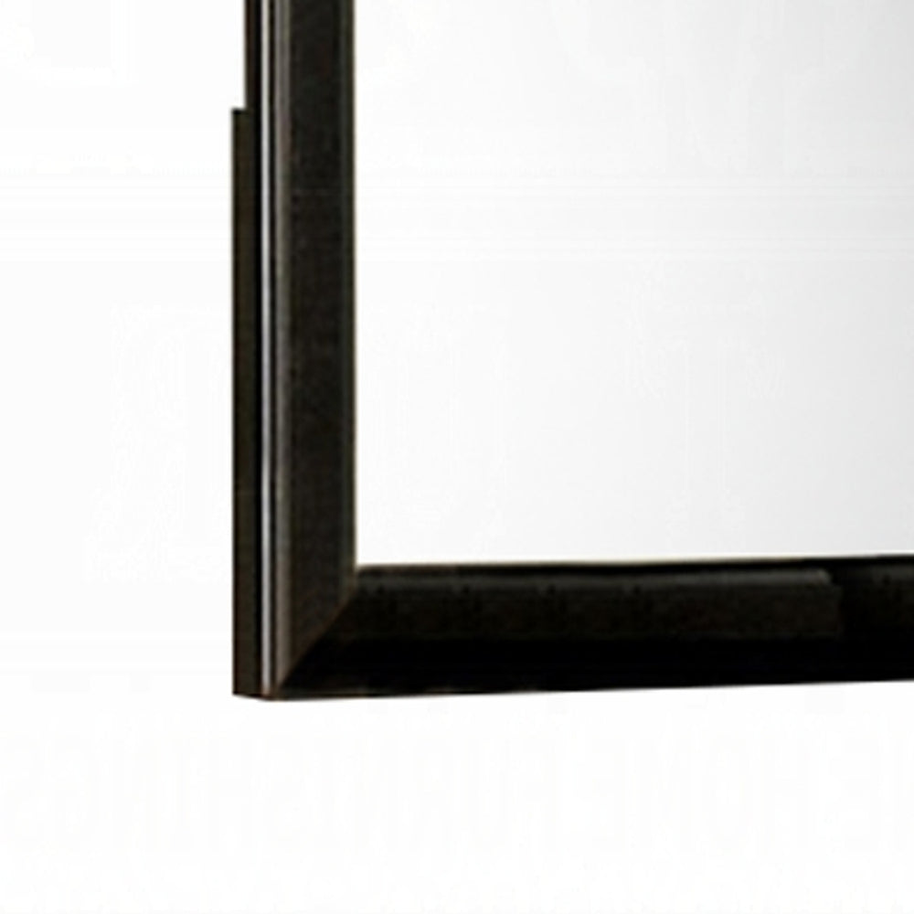 Wooden Frame Mirror , Black  - BM177851