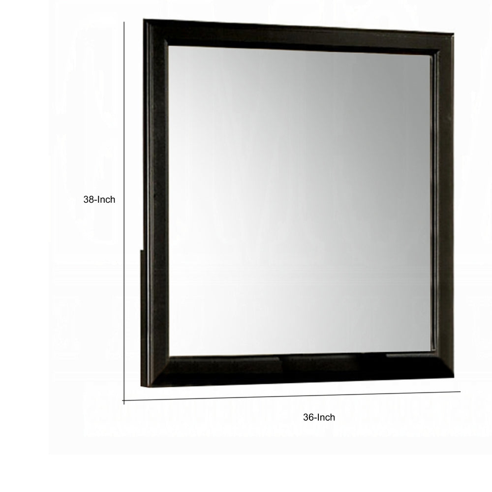 Wooden Frame Mirror , Black  - BM177851