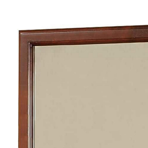 Wooden Frame Mirror , Cherry Brown  - BM177852