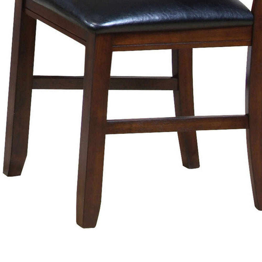 Leather Upholstered Wooden Side Chairs With Ladder Back, Brown & Black, (Set of 2)  - BM177861