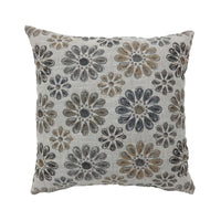 Contemporary Style Floral Designed Set of 2 Throw Pillows, Gray