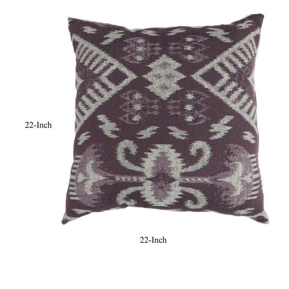 Contemporary Style Set of 2 Throw Pillows, Purple, White - BM177991
