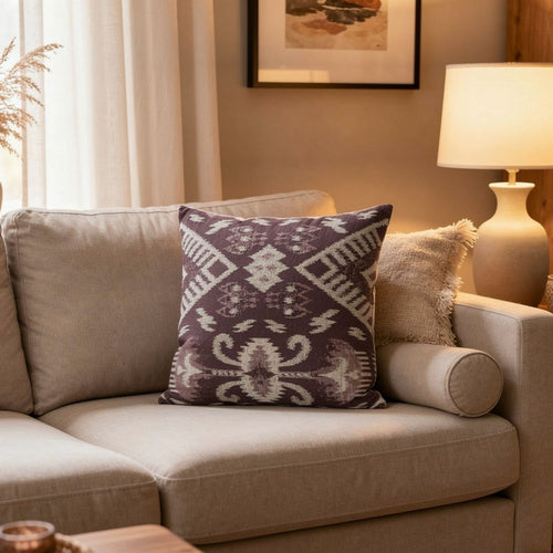 Contemporary Style Set of 2 Throw Pillows, Purple, White - BM177991