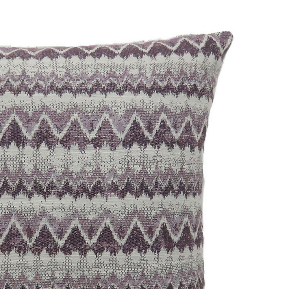 Contemporary Style Horizontally Zigzag Designed Set of 2 Throw Pillows, Purple