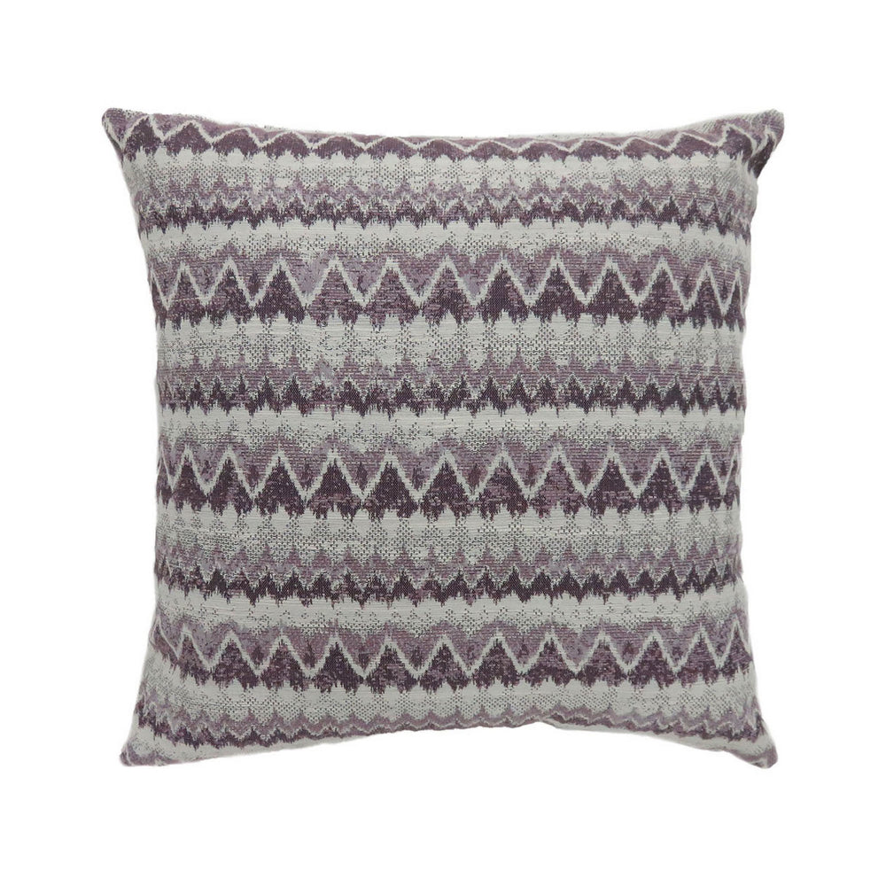 Contemporary Style Horizontally Zigzag Designed Set of 2 Throw Pillows, Purple