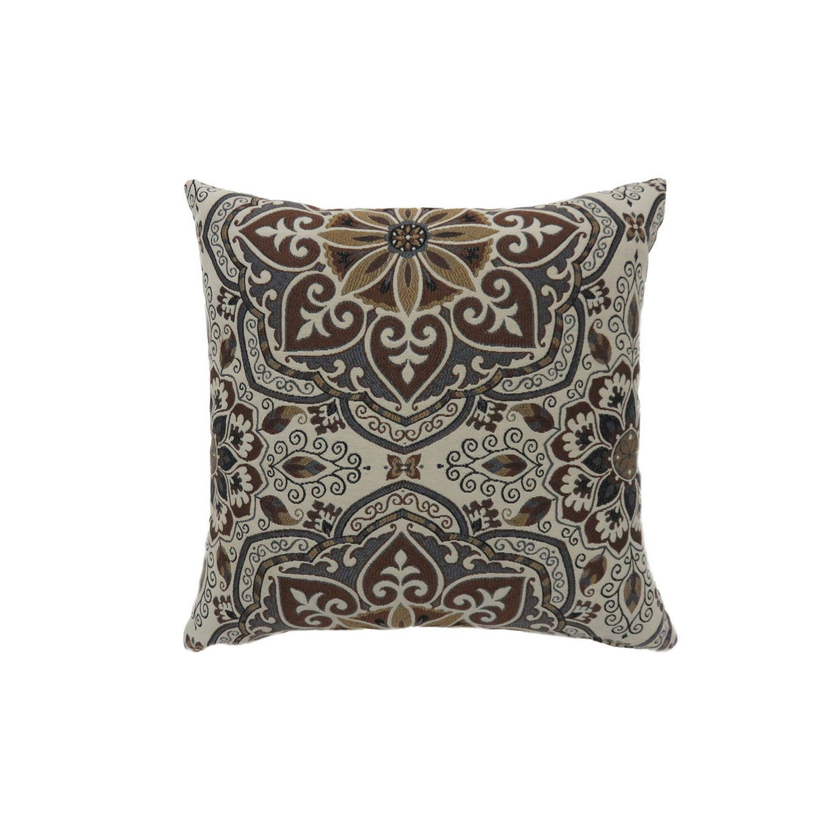 Contemporary Style Medallion Patterned Set of 2 Throw Pillow, Multicolor - BM177999
