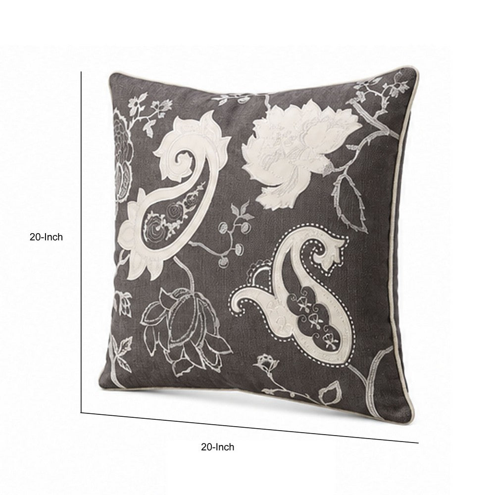 Contemporary Style Set of 2 Throw Pillows With Paisley and Floral Designing - BM178023
