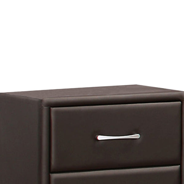 2 Drawer Night Stand In Wood And PVC, Black - BM179894