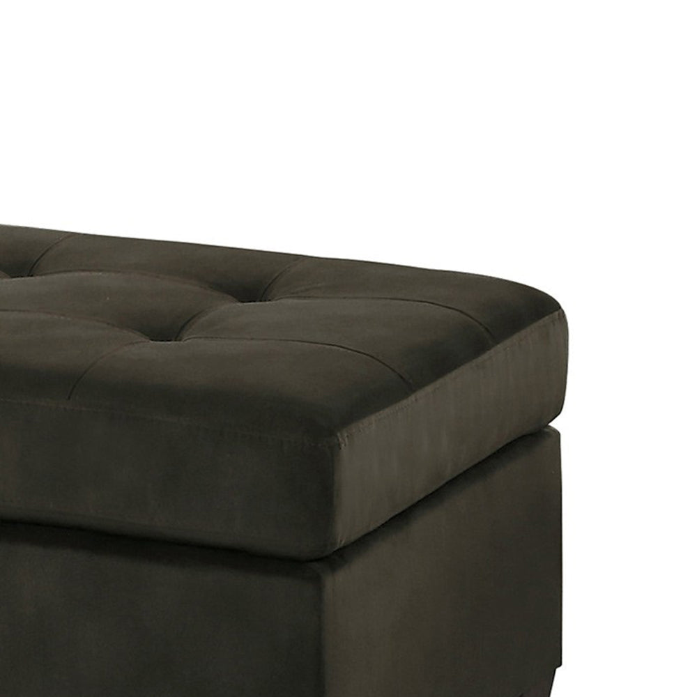 Polyester Upholstered Ottoman With Tufted Seat, Chocolate Brown