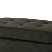 Polyester Upholstered Ottoman With Tufted Seat, Chocolate Brown