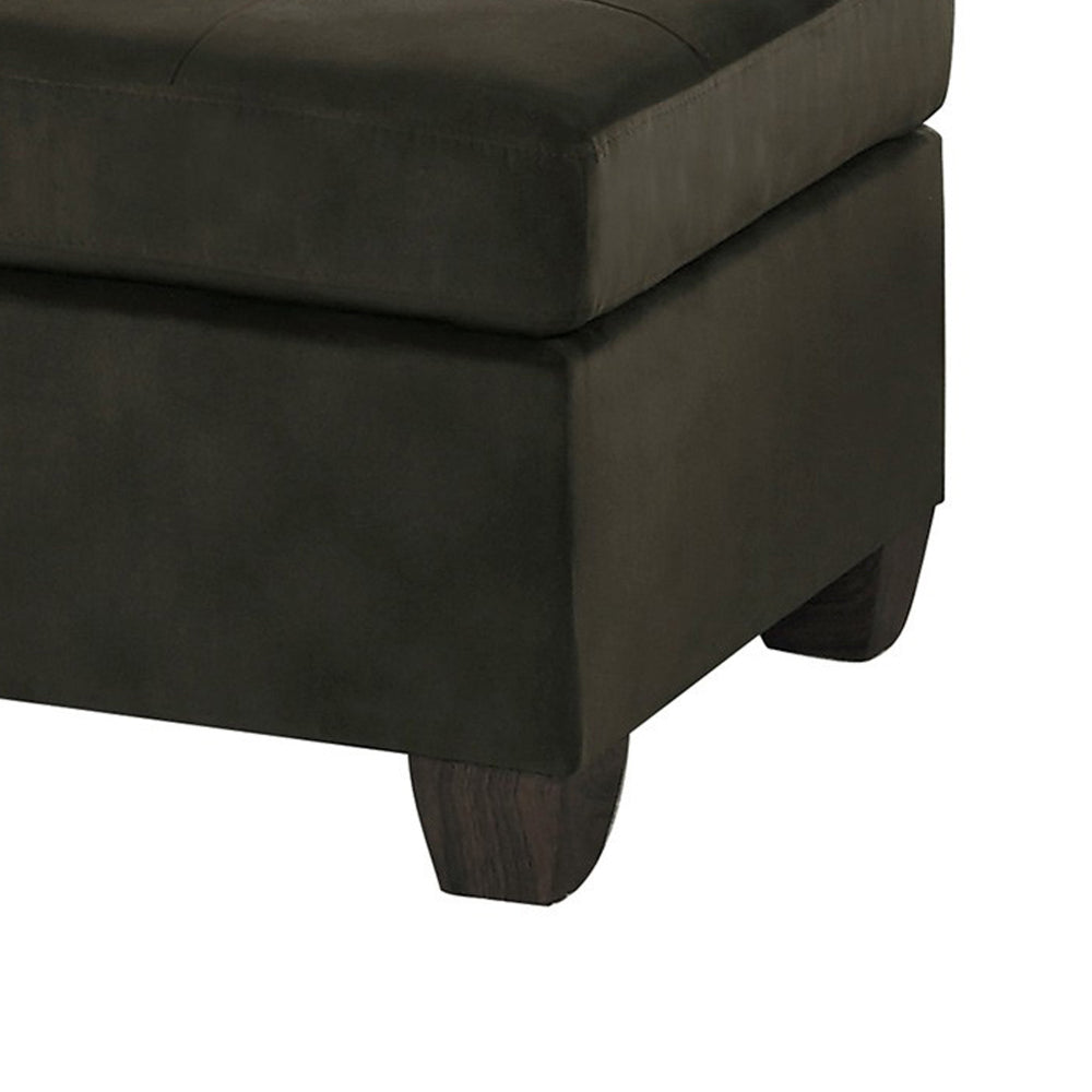 Polyester Upholstered Ottoman With Tufted Seat, Chocolate Brown