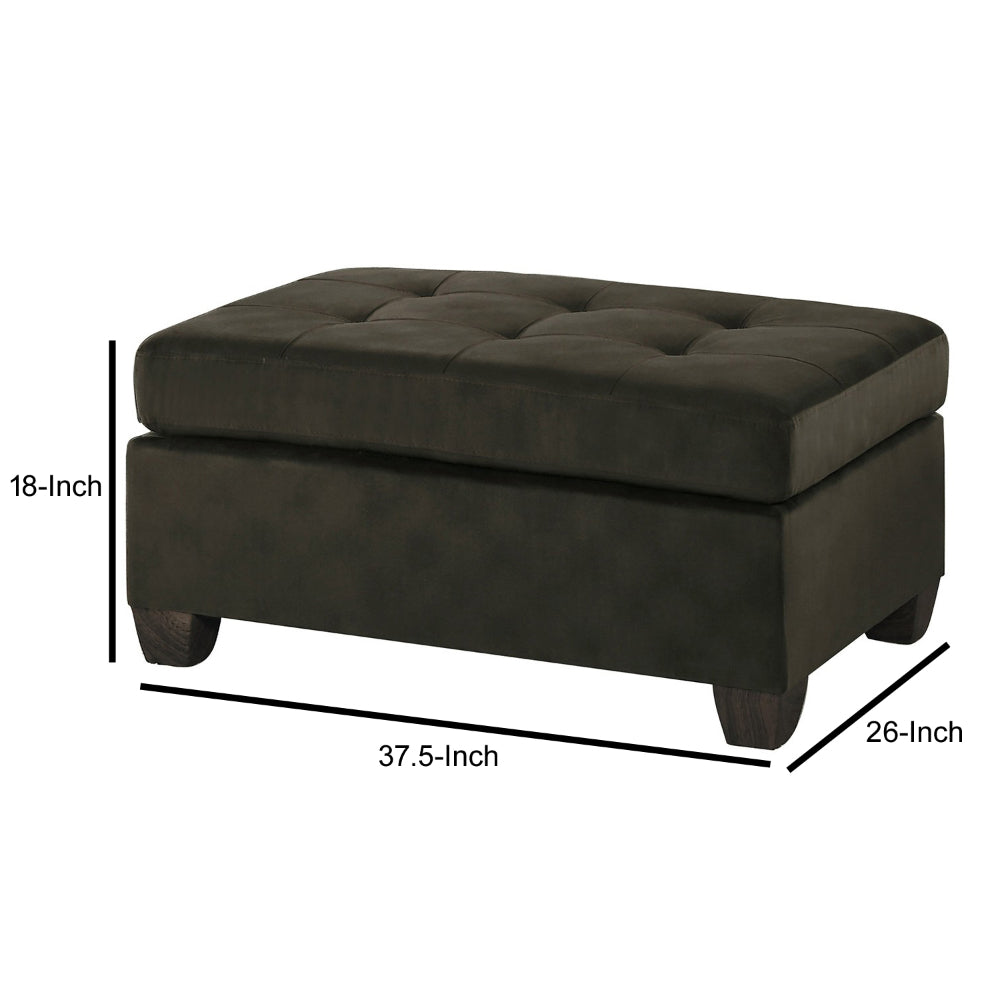 Polyester Upholstered Ottoman With Tufted Seat, Chocolate Brown