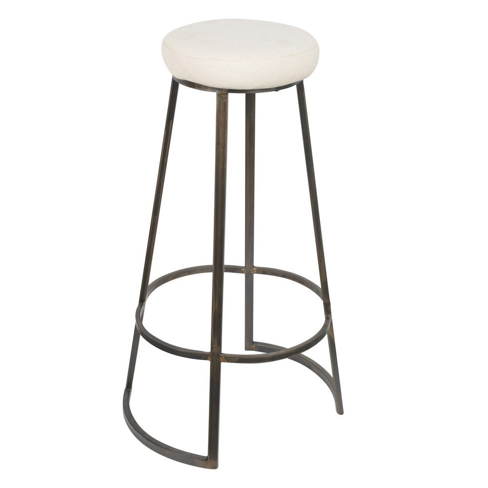 Metal Framed Backless Counter Stool With Polyester Seat, Black & White