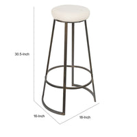 Metal Framed Backless Counter Stool With Polyester Seat, Black & White