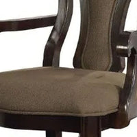 Fabric Upholstered Wooden Arm Chair, Walnut Brown, Set Of 2 - BM181300