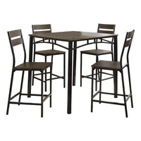 5 Piece Metal And Wood Counter Height Table Set In Antique Brown - FOA-CM3920PT-5PK