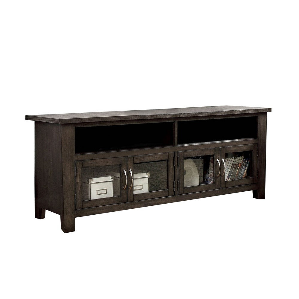 60" Wooden TV Stand With 2 Cabinets and 2 Open Shelves In Brown - FOA-CM5903-TV-60