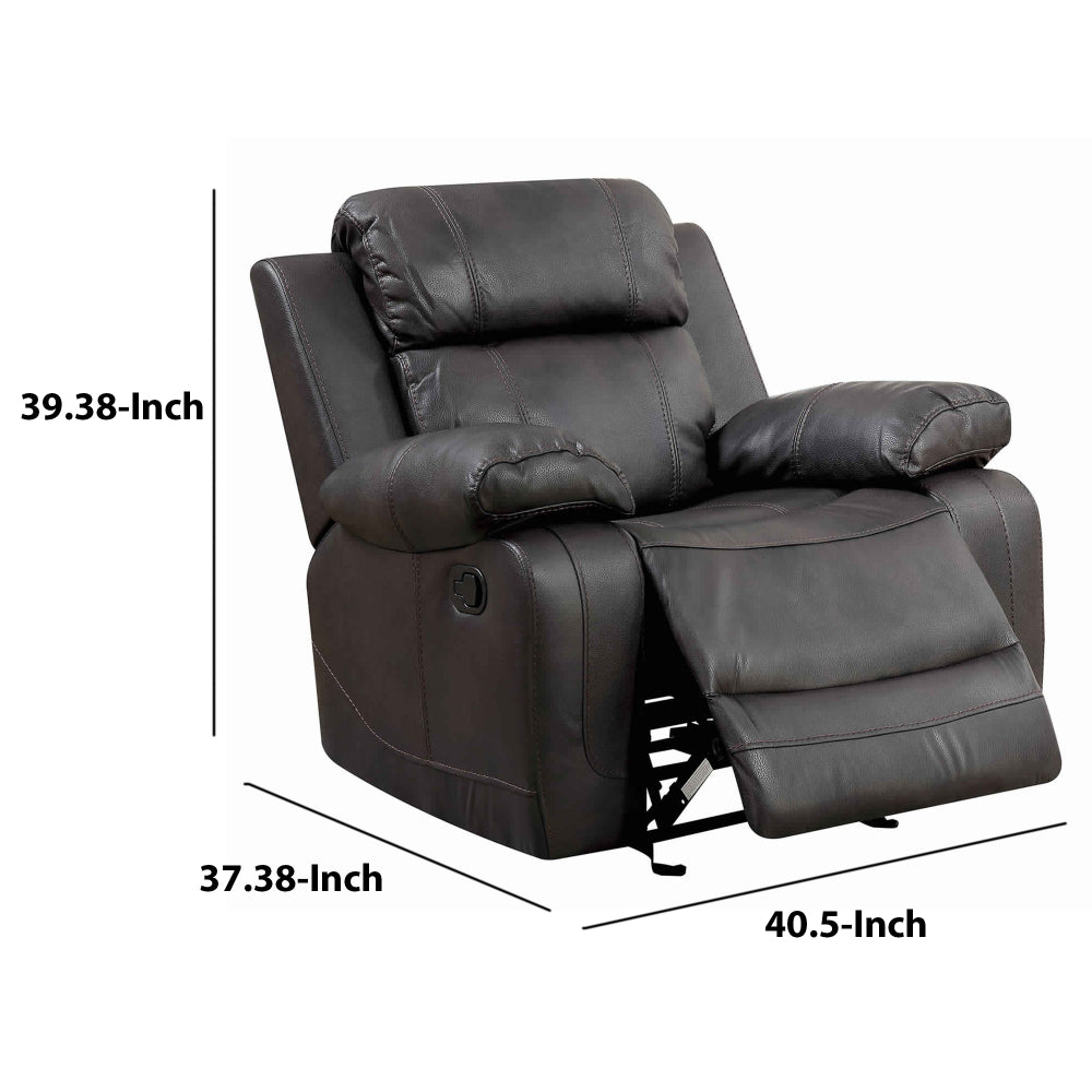 Leather Upholstered Glider  Recliner Chair, Brown - BM181370