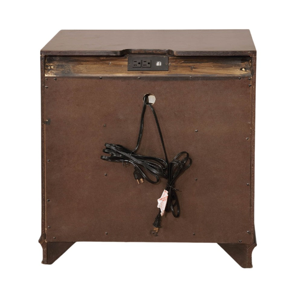 Wooden Night Stand With 3 Drawers In Cherry Brown - BM181394