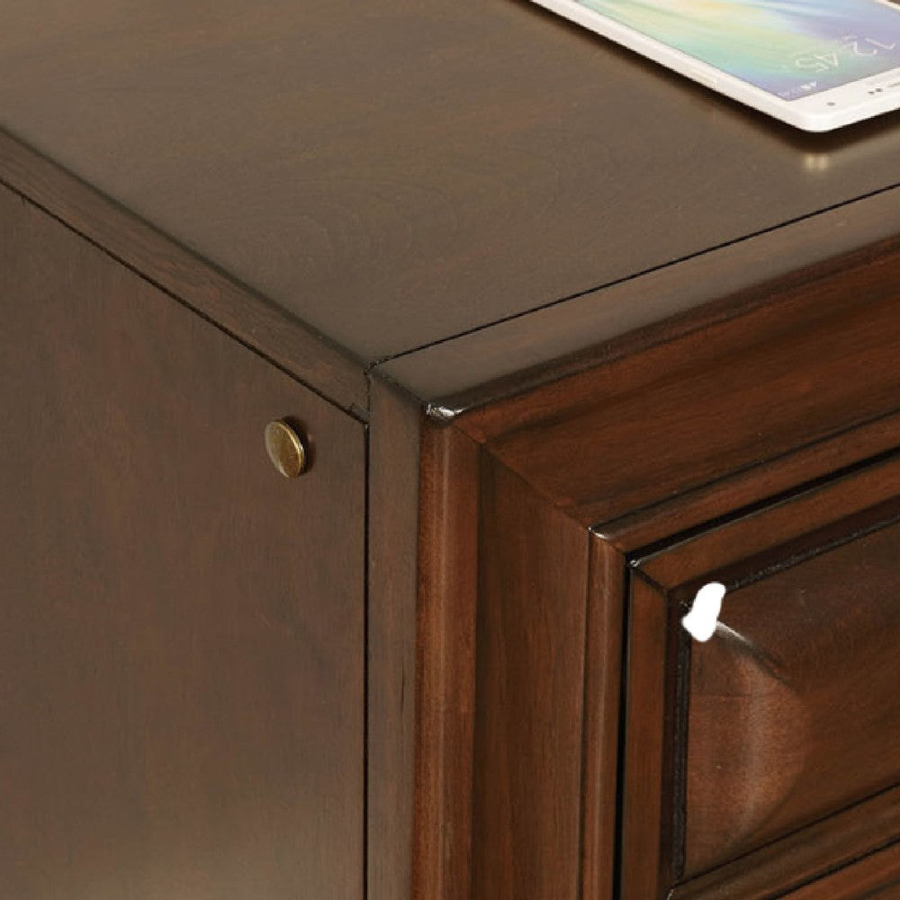 Wooden Night Stand With 3 Drawers In Cherry Brown - BM181394