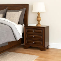 Wooden Night Stand With 3 Drawers In Cherry Brown - BM181394