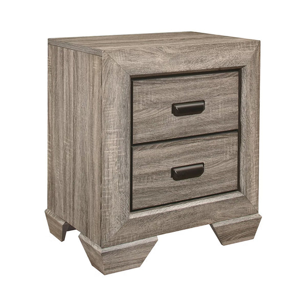 2 Drawers Wooden Night Stand With Metal Hardware, Rustic Brown - BM181846